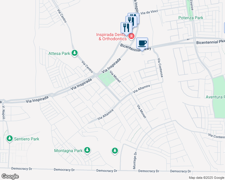 map of restaurants, bars, coffee shops, grocery stores, and more near 2529 Campaldo Street in Henderson