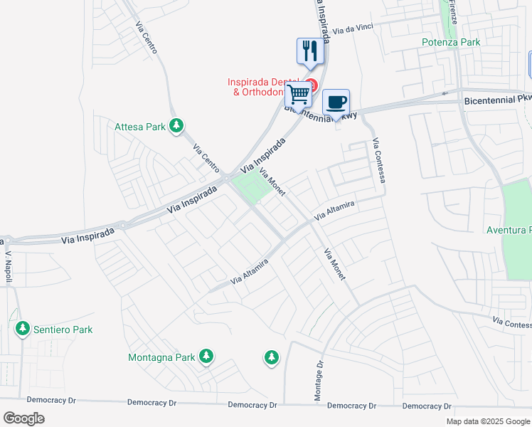 map of restaurants, bars, coffee shops, grocery stores, and more near 2529 Campaldo Street in Henderson