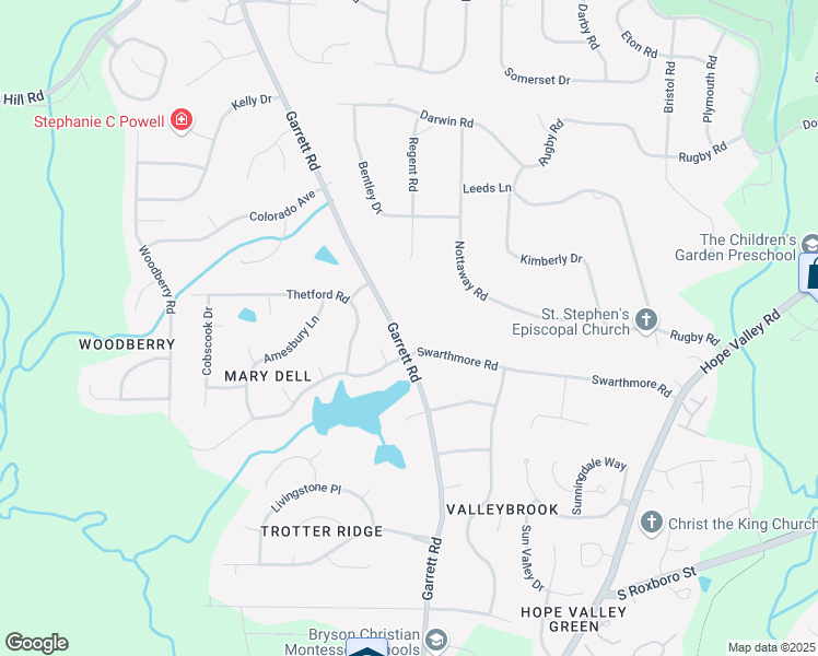 map of restaurants, bars, coffee shops, grocery stores, and more near 6021 Garrett Rd in Durham