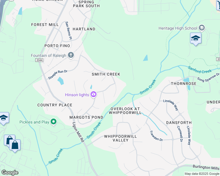 map of restaurants, bars, coffee shops, grocery stores, and more near 2952 Carriage Meadows Drive in Wake Forest
