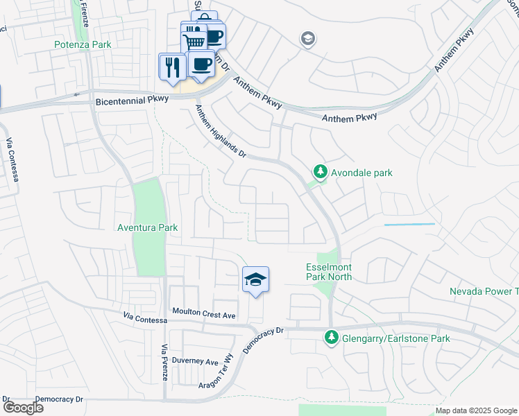 map of restaurants, bars, coffee shops, grocery stores, and more near 2911 Ainslie Lake Avenue in Henderson