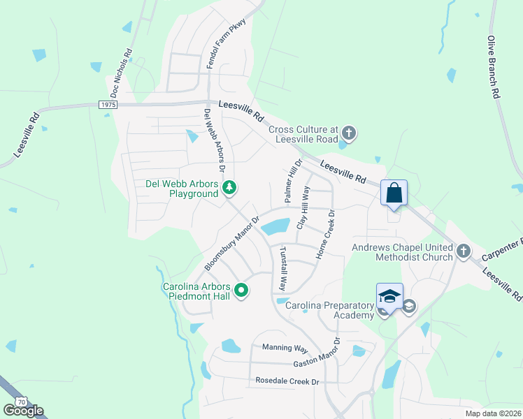 map of restaurants, bars, coffee shops, grocery stores, and more near 104 Raiford Court in Durham