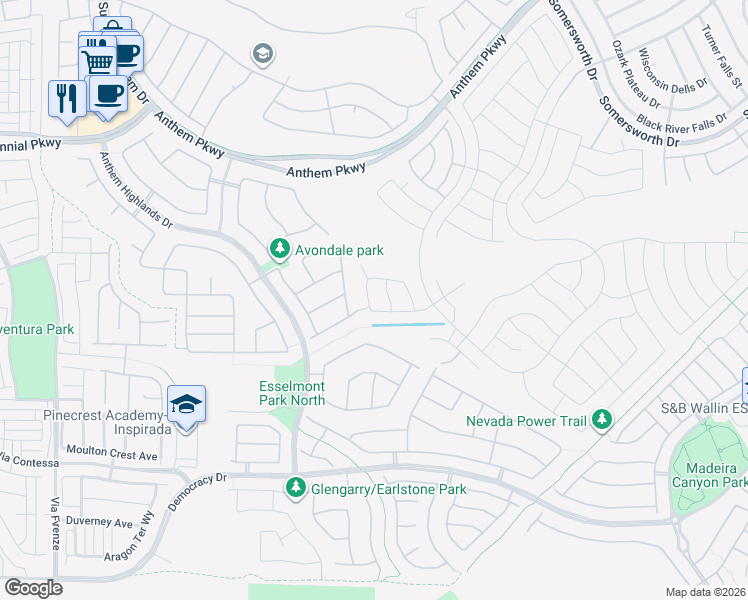 map of restaurants, bars, coffee shops, grocery stores, and more near 2484 Galaxy Cluster Street in Henderson