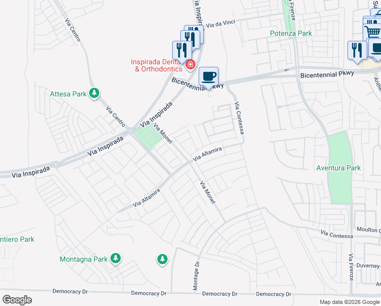 map of restaurants, bars, coffee shops, grocery stores, and more near 33 Verdello Street in Henderson