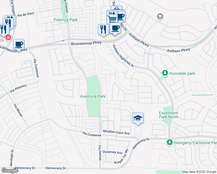 map of restaurants, bars, coffee shops, grocery stores, and more near 2540 Sable Ridge Street in Henderson