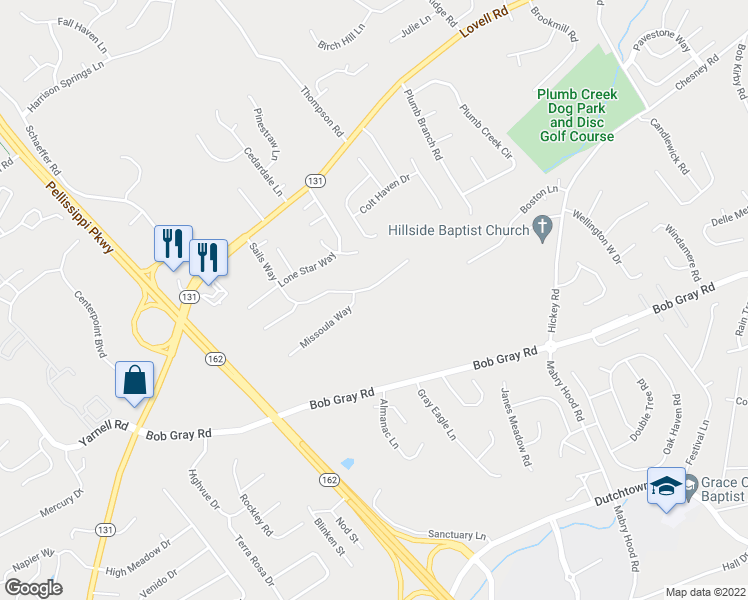 map of restaurants, bars, coffee shops, grocery stores, and more near 1576 Sails Way in Knoxville