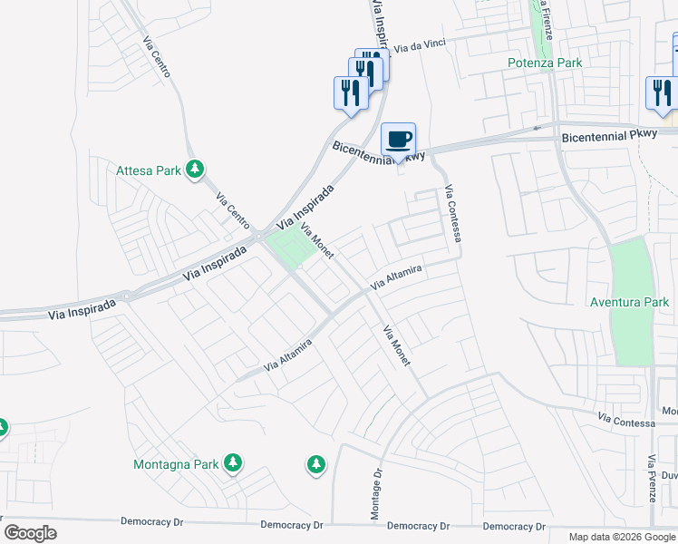 map of restaurants, bars, coffee shops, grocery stores, and more near 2536 Catallo Street in Henderson