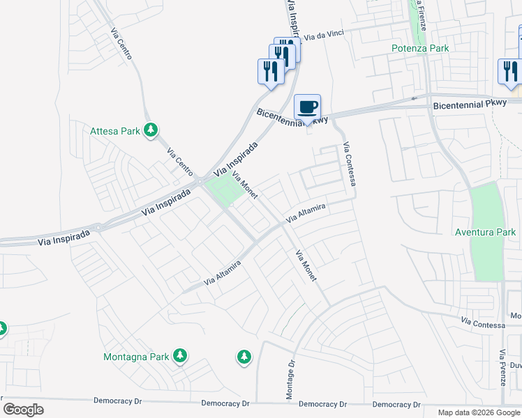 map of restaurants, bars, coffee shops, grocery stores, and more near 2536 Catallo Street in Henderson