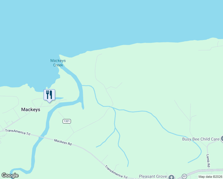 map of restaurants, bars, coffee shops, grocery stores, and more near 600 Mallard Drive in Roper