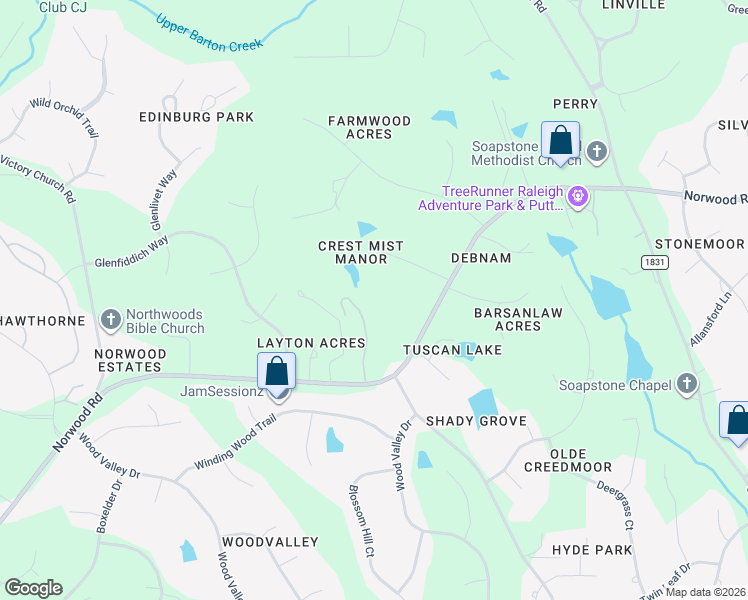 map of restaurants, bars, coffee shops, grocery stores, and more near 5640 Blackhawk Road in Raleigh