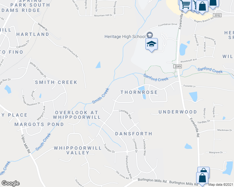 map of restaurants, bars, coffee shops, grocery stores, and more near 3709 Song Sparrow Drive in Wake Forest