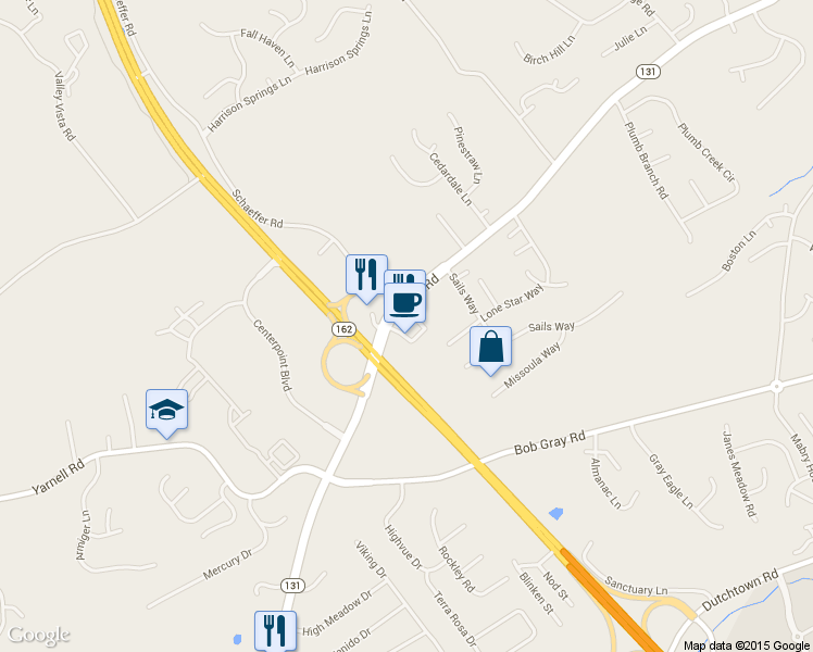 map of restaurants, bars, coffee shops, grocery stores, and more near 1606 Lovell Road in Knoxville