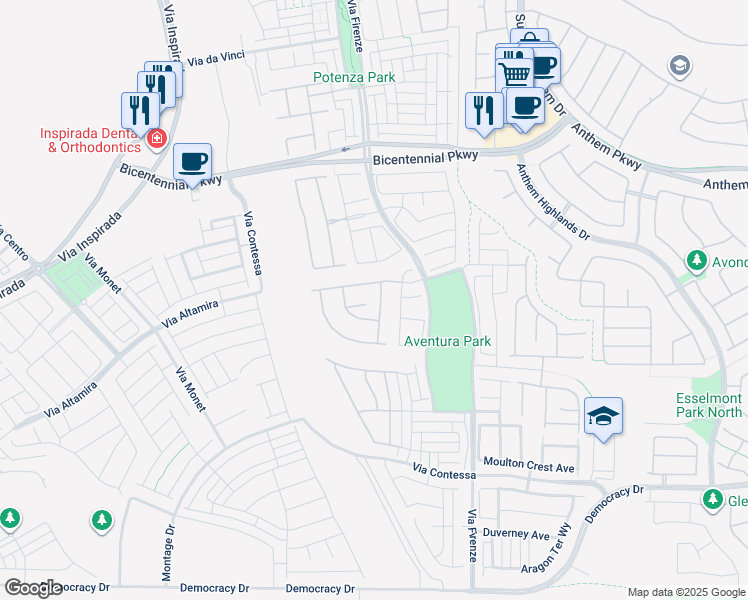 map of restaurants, bars, coffee shops, grocery stores, and more near 2551 Atalore Street in Henderson