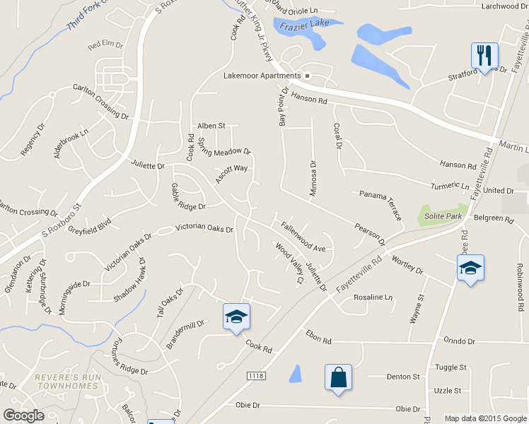 map of restaurants, bars, coffee shops, grocery stores, and more near 7 Ingram Court in Durham