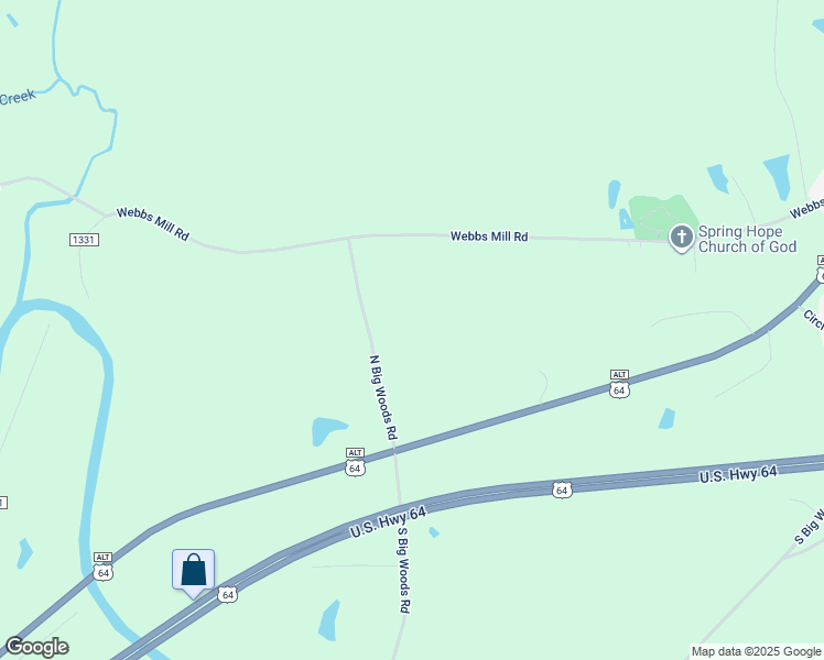 map of restaurants, bars, coffee shops, grocery stores, and more near 379 North Big Woods Road in Spring Hope