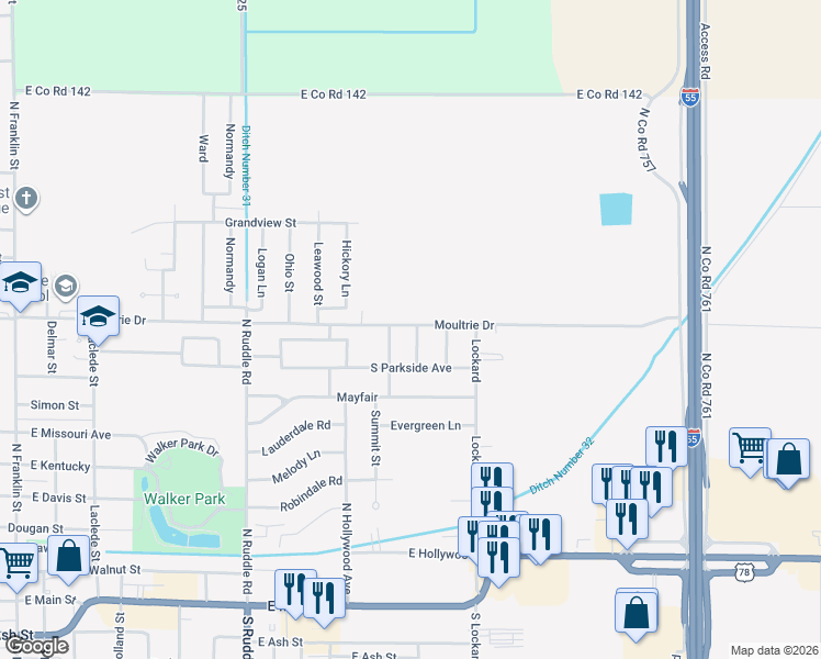 map of restaurants, bars, coffee shops, grocery stores, and more near 908 Gearing in Blytheville