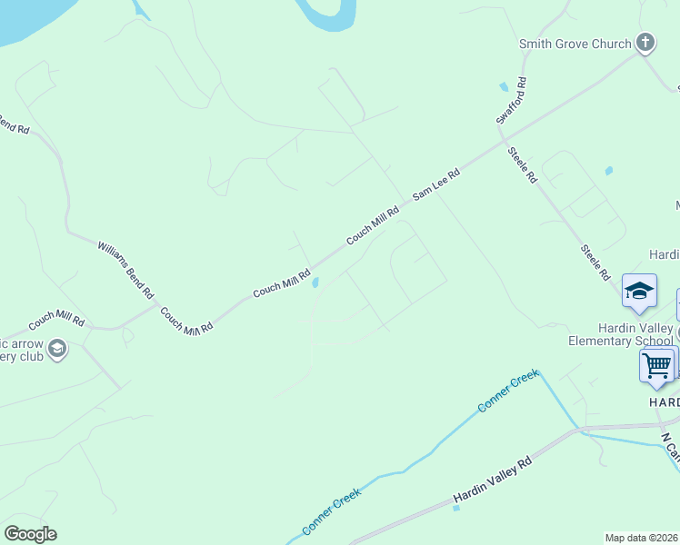 map of restaurants, bars, coffee shops, grocery stores, and more near 12222 Couch Mill Road in Knoxville