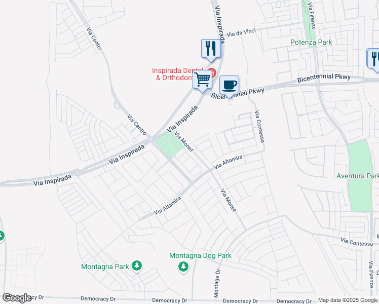 map of restaurants, bars, coffee shops, grocery stores, and more near 2531 Campaldo Street in Henderson