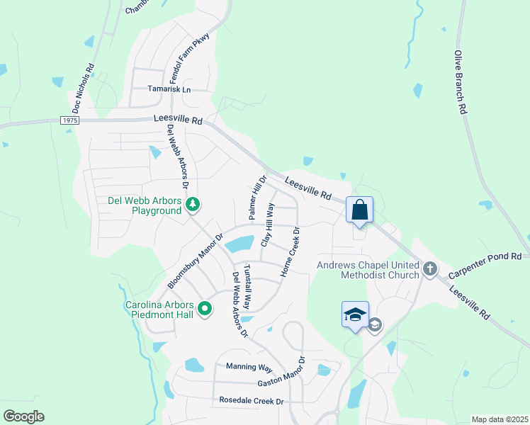 map of restaurants, bars, coffee shops, grocery stores, and more near 1311 Clay Hill Way in Durham