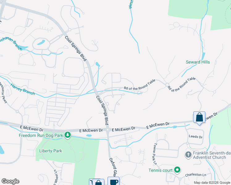 map of restaurants, bars, coffee shops, grocery stores, and more near 434 Beauchamp Circle in Franklin