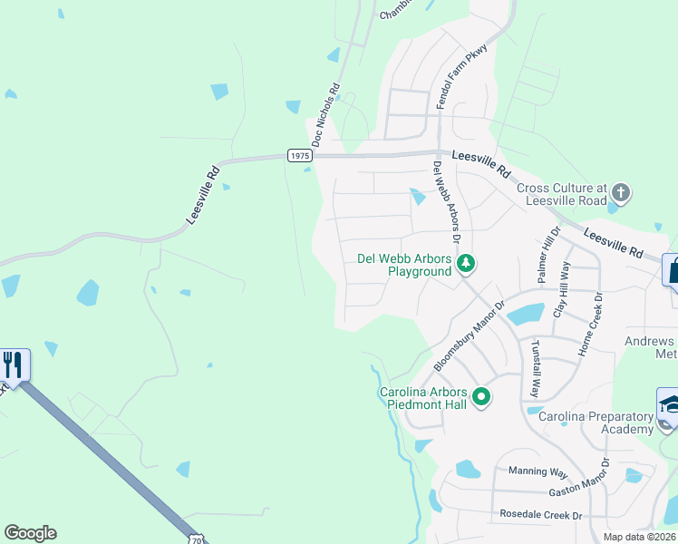 map of restaurants, bars, coffee shops, grocery stores, and more near 102 Tanoak Court in Durham