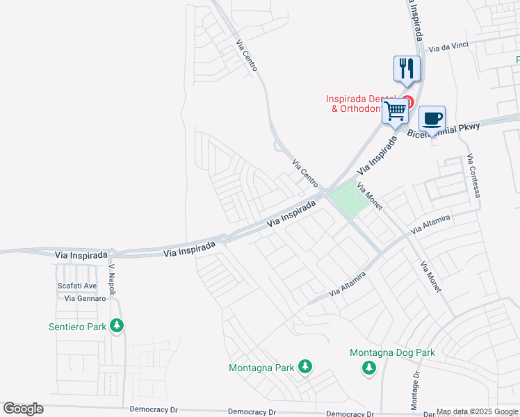map of restaurants, bars, coffee shops, grocery stores, and more near 2509 Piacenza Place in Henderson