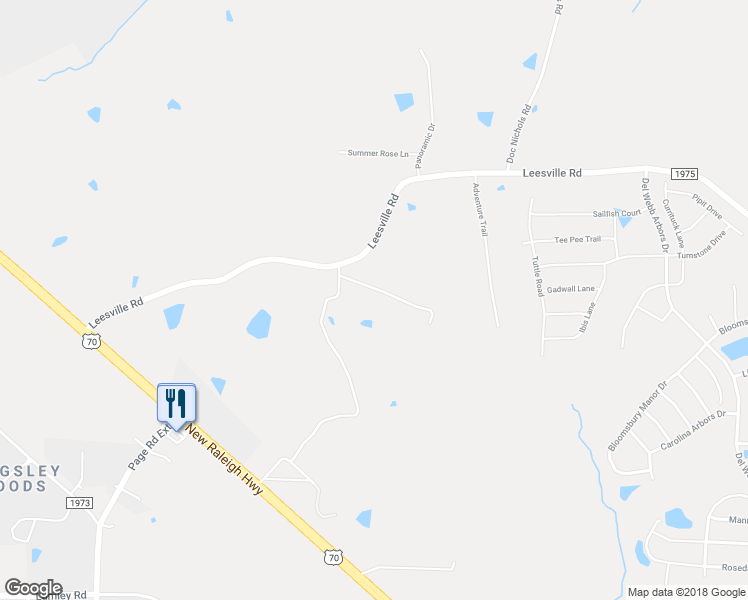 map of restaurants, bars, coffee shops, grocery stores, and more near 5116 Leesville Road in Durham
