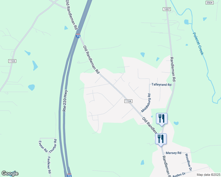 map of restaurants, bars, coffee shops, grocery stores, and more near 5872 Old Randleman Road in Greensboro