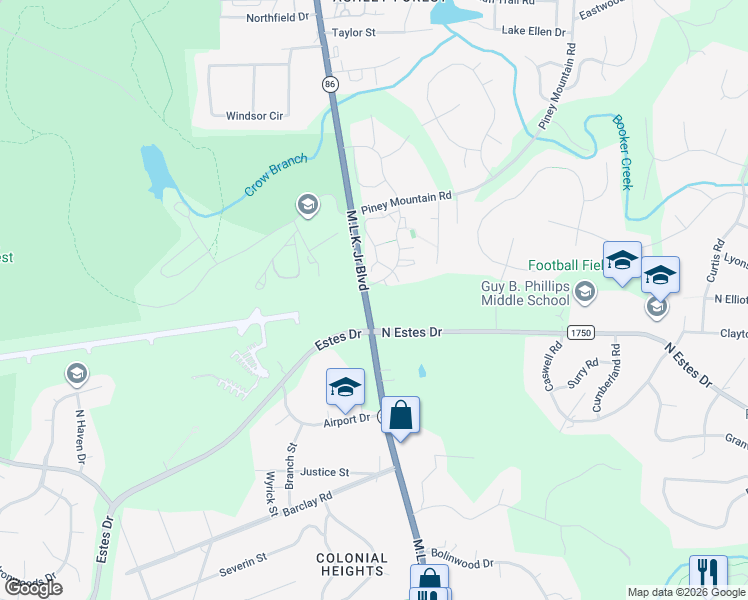 map of restaurants, bars, coffee shops, grocery stores, and more near in Chapel Hill