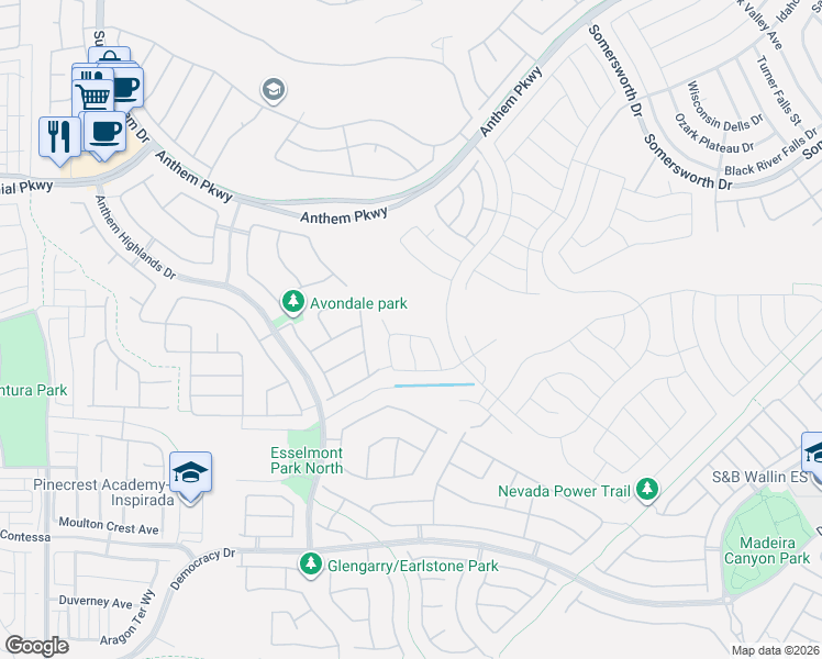 map of restaurants, bars, coffee shops, grocery stores, and more near 2620 Galactic Halo Avenue in Henderson