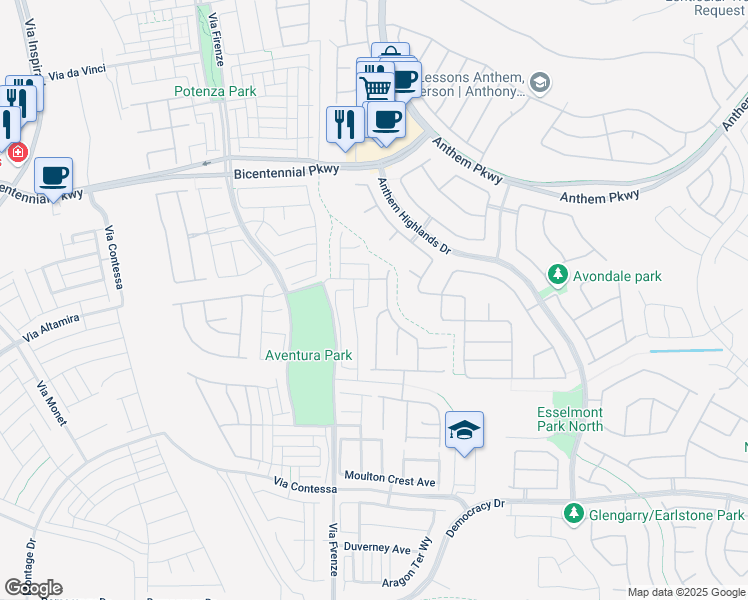 map of restaurants, bars, coffee shops, grocery stores, and more near 2505 Bankhurst Street in Henderson