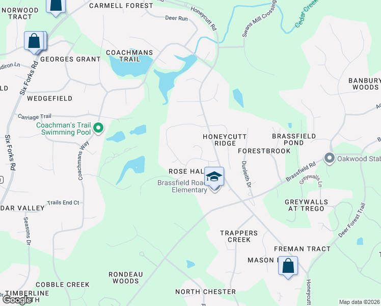 map of restaurants, bars, coffee shops, grocery stores, and more near 11312 Moonesprite Way in Raleigh
