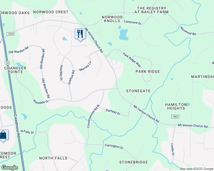map of restaurants, bars, coffee shops, grocery stores, and more near 904 Kinsdale Drive in Raleigh