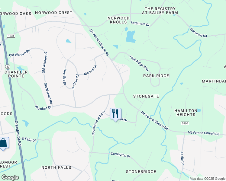 map of restaurants, bars, coffee shops, grocery stores, and more near 904 Kinsdale Drive in Raleigh