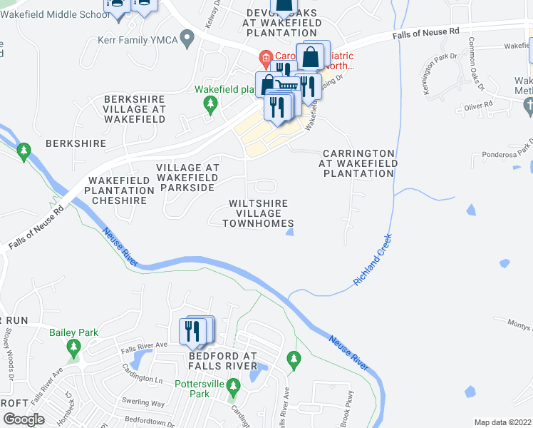 map of restaurants, bars, coffee shops, grocery stores, and more near 2633 Hamlet Green Drive in Raleigh