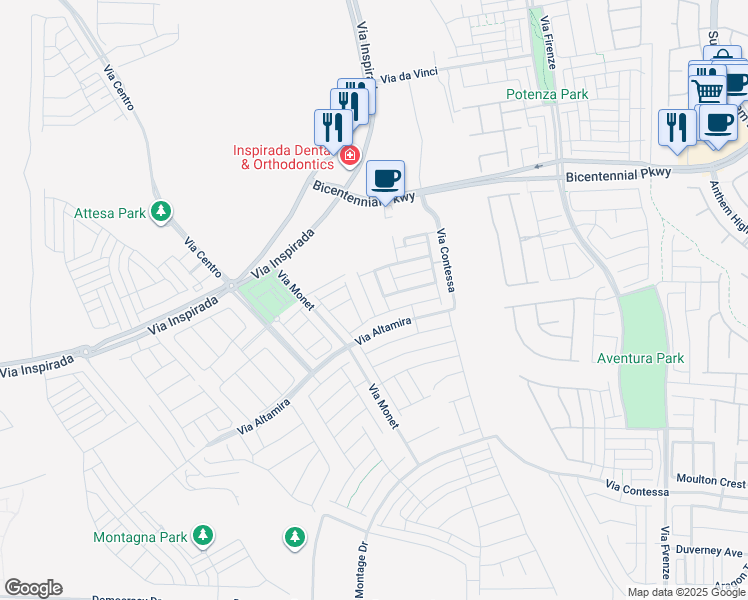 map of restaurants, bars, coffee shops, grocery stores, and more near 2526 Verdello Street in Henderson