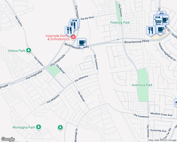 map of restaurants, bars, coffee shops, grocery stores, and more near 3216 Cristallo Avenue in Henderson