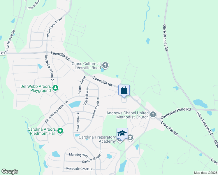 map of restaurants, bars, coffee shops, grocery stores, and more near 6211 State Road 1975 in Durham