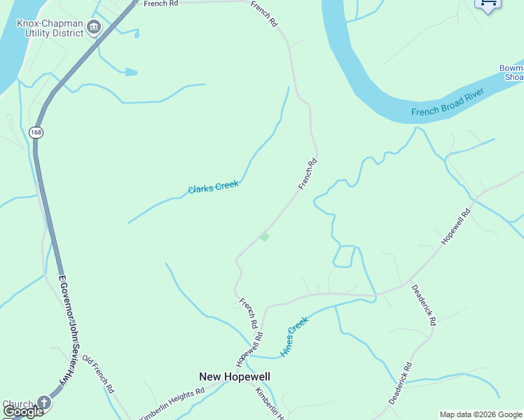 map of restaurants, bars, coffee shops, grocery stores, and more near 4807 French Road in Knoxville