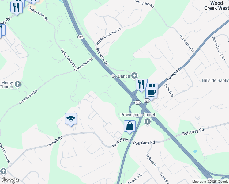 map of restaurants, bars, coffee shops, grocery stores, and more near 1431 Centerpoint Boulevard in Knoxville