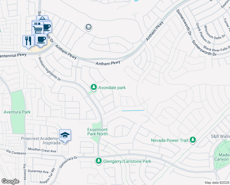 map of restaurants, bars, coffee shops, grocery stores, and more near 2747 Leys Burnett Avenue in Henderson