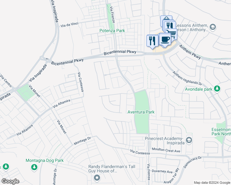 map of restaurants, bars, coffee shops, grocery stores, and more near 3120 Pavilio Drive in Henderson