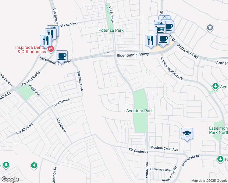 map of restaurants, bars, coffee shops, grocery stores, and more near 3120 Pavilio Drive in Henderson
