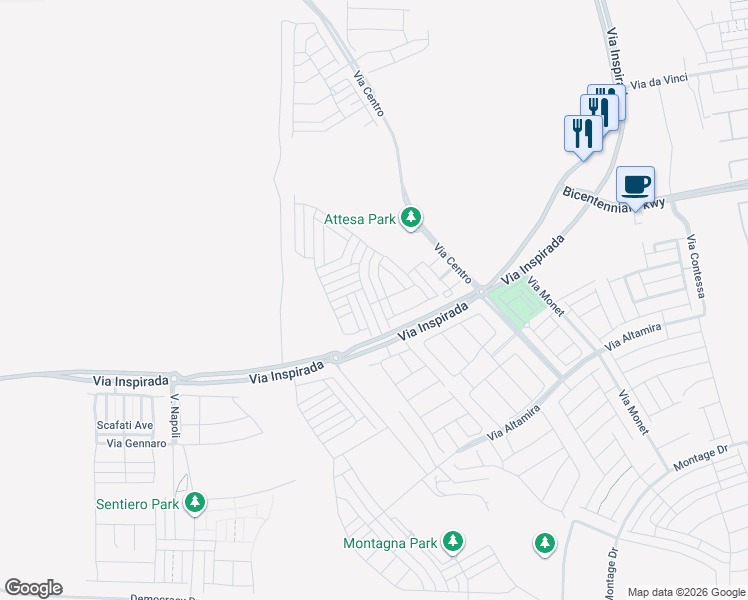 map of restaurants, bars, coffee shops, grocery stores, and more near 2475 Piacenza Place in Henderson
