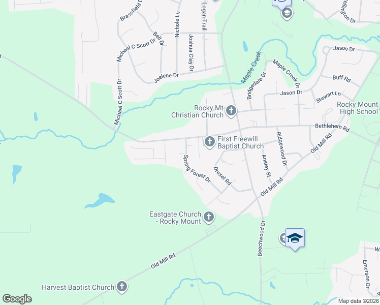 map of restaurants, bars, coffee shops, grocery stores, and more near 1921 Bethlehem Road in Rocky Mount