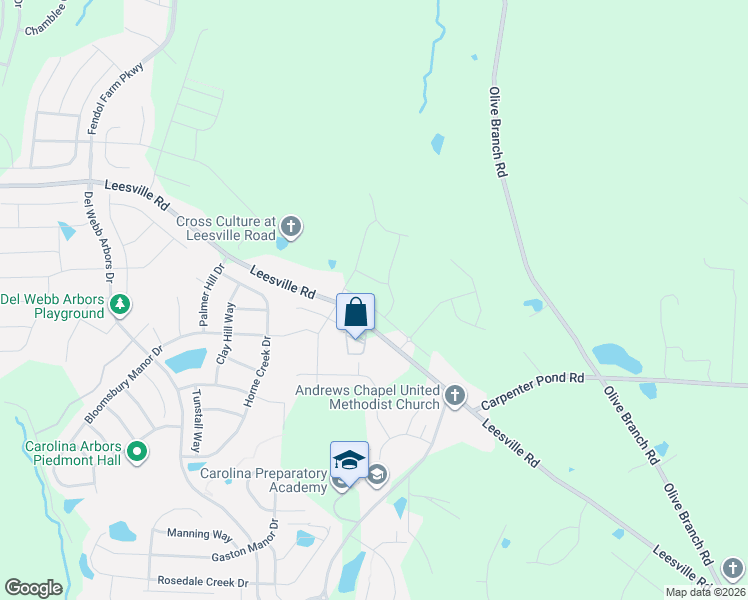 map of restaurants, bars, coffee shops, grocery stores, and more near 6403 Leesville Road in Durham