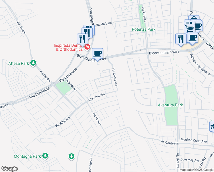 map of restaurants, bars, coffee shops, grocery stores, and more near 220 Vittoria Avenue in Henderson