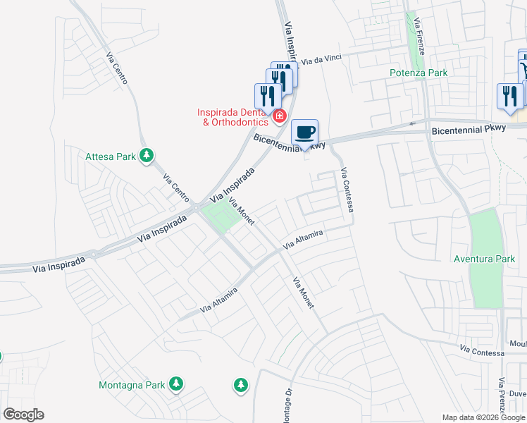 map of restaurants, bars, coffee shops, grocery stores, and more near 3298 Viola Hills Avenue in Henderson