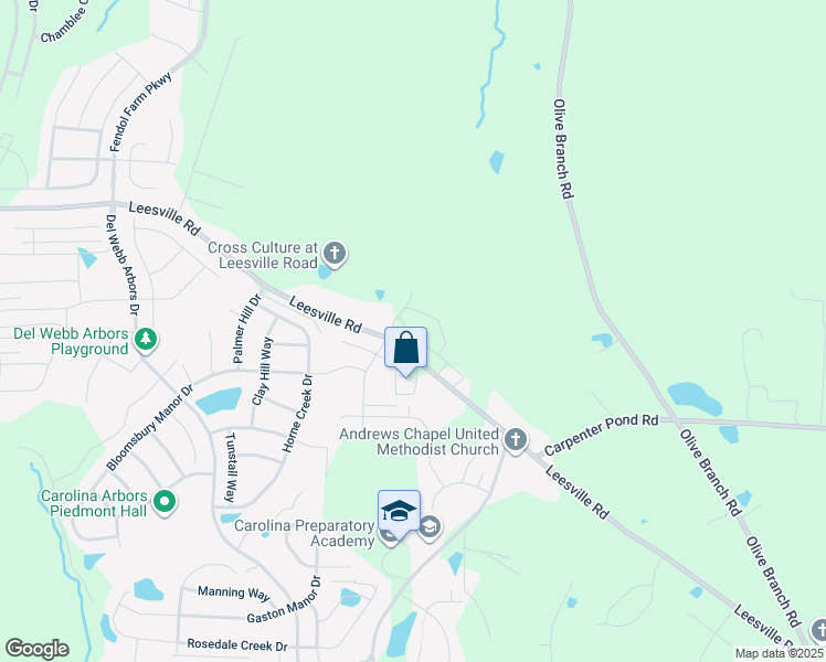 map of restaurants, bars, coffee shops, grocery stores, and more near 6403 Leesville Road in Durham