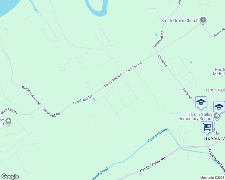 map of restaurants, bars, coffee shops, grocery stores, and more near 12100-12176 Couch Mill Road in Knoxville